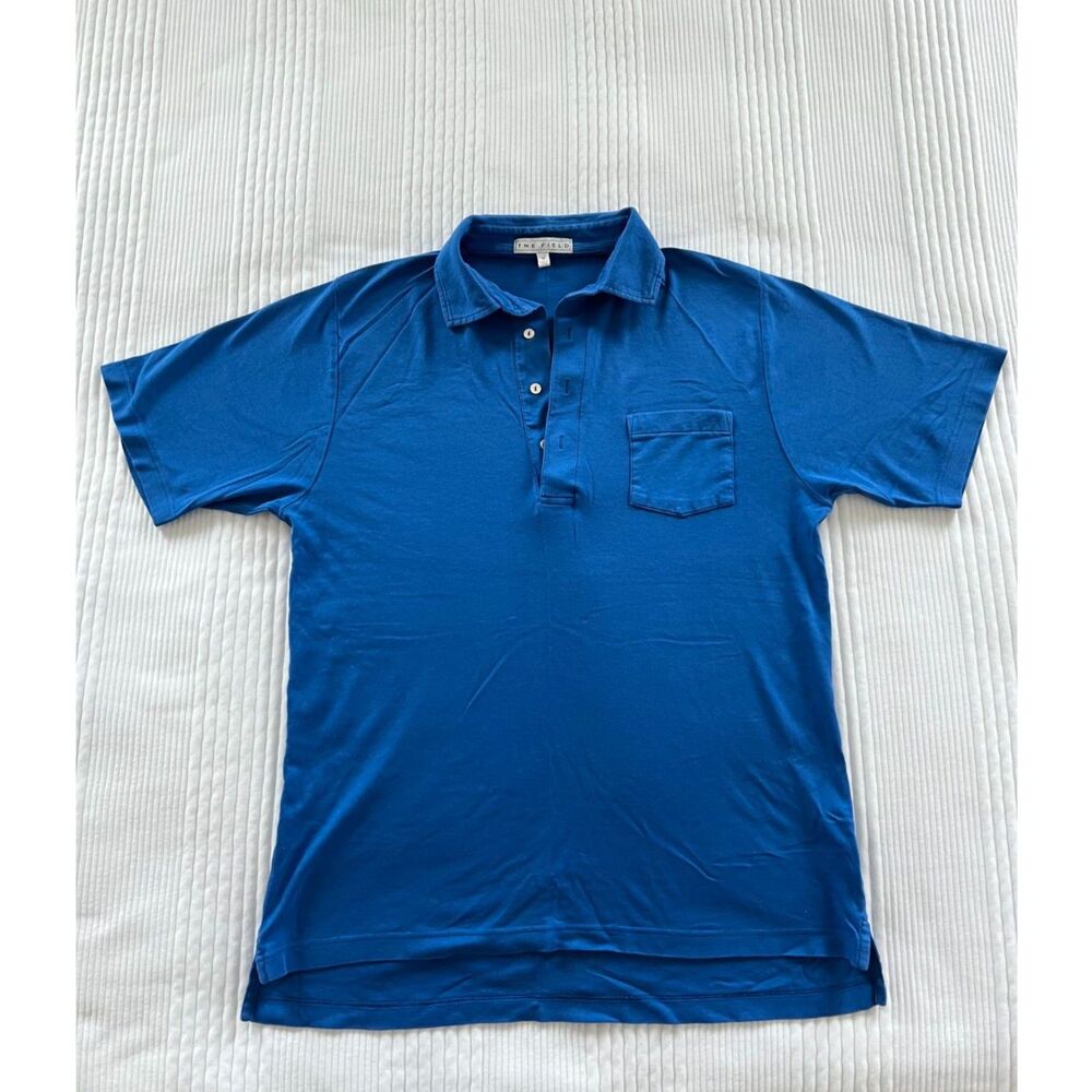 Men's The Field Royal Blue Four Button Pocket Polo Shirt - Large